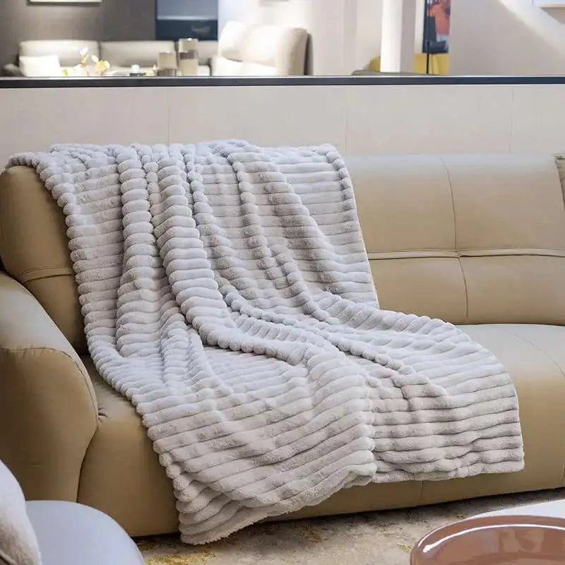 Double Blanket, Thickened Imitation Rabbit Blanket, Blanket, Sided Bubble Plush Office Nap Blanket, Sofa Cover Blanket