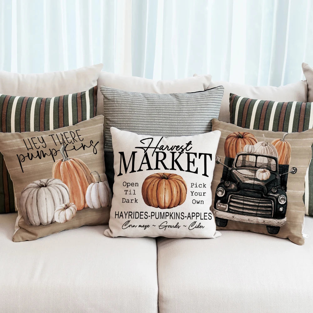 1pc/4pcs Fall Pumpkin Pickup Pillowcase
