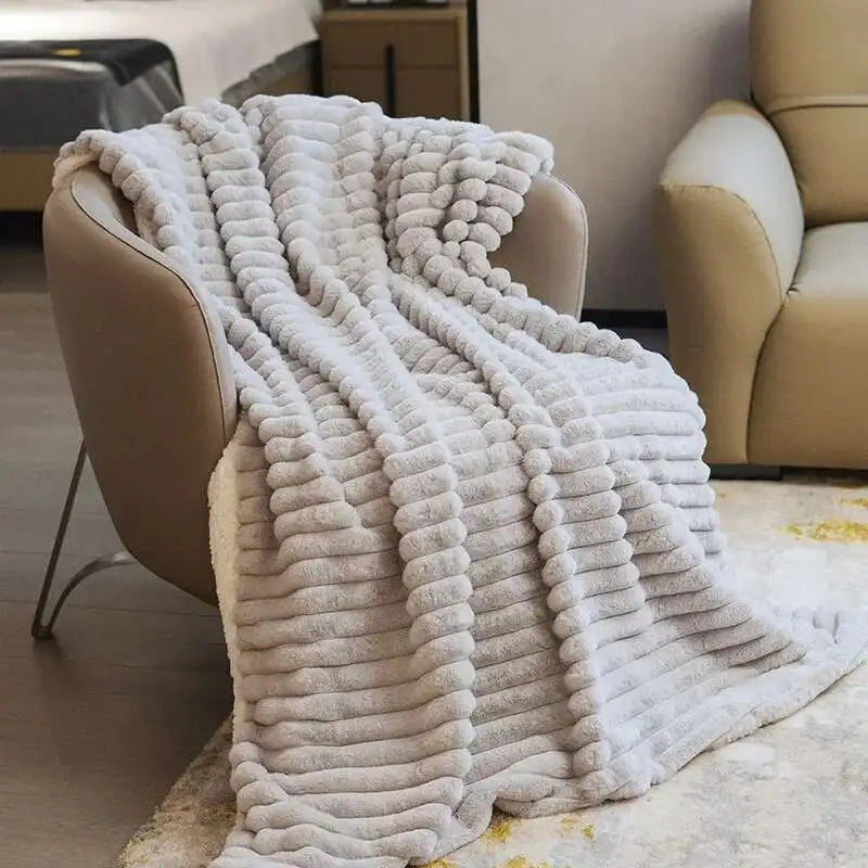 Double Blanket, Thickened Imitation Rabbit Blanket, Blanket, Sided Bubble Plush Office Nap Blanket, Sofa Cover Blanket
