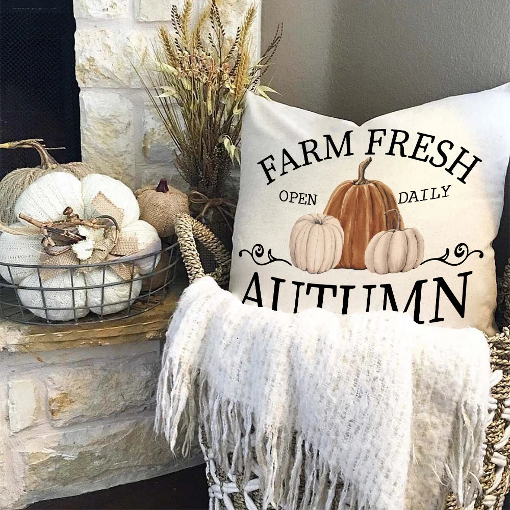 1pc/4pcs Fall Pumpkin Pickup Pillowcase