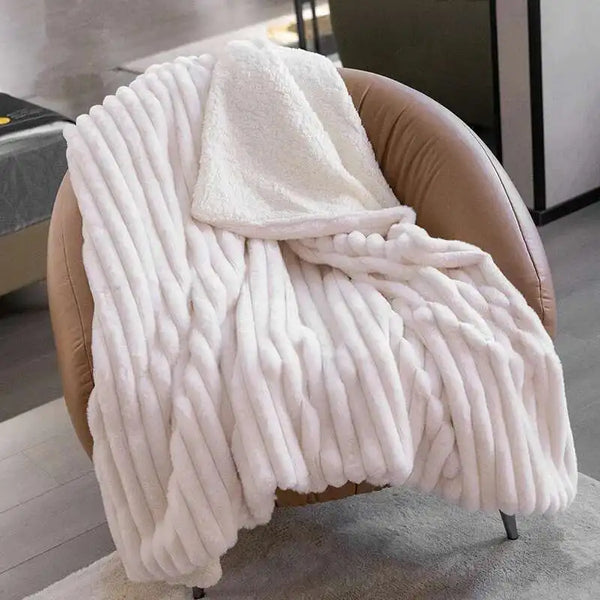 Double Blanket, Thickened Imitation Rabbit Blanket, Blanket, Sided Bubble Plush Office Nap Blanket, Sofa Cover Blanket