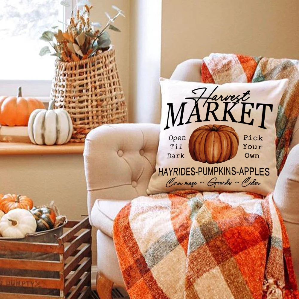 1pc/4pcs Fall Pumpkin Pickup Pillowcase