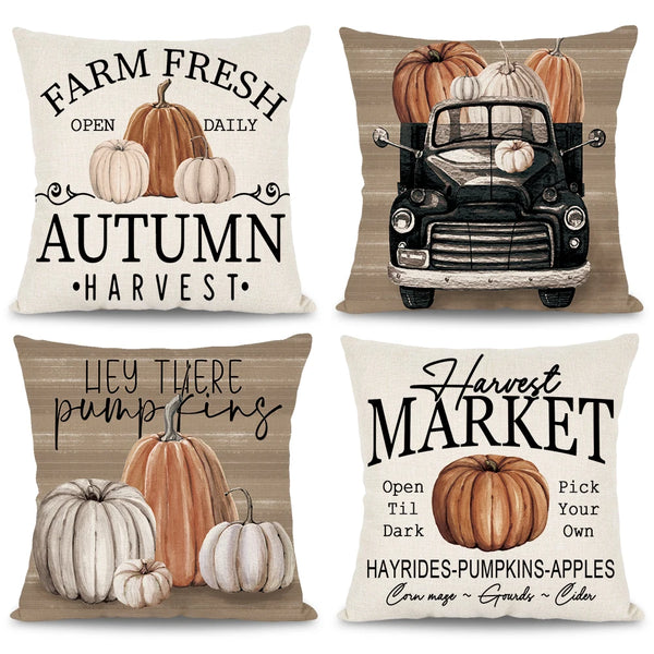 1pc/4pcs Fall Pumpkin Pickup Pillowcase